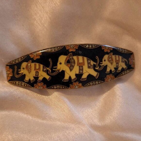 Enamel Elephants Barrette - Picture 1 of 2